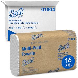 Paper Towel Sheets: White, 9 1/4 in Sheet Wd, 9 1/2 in Sheet Lg, 250 Sheets, 1 Ply, 16 PK