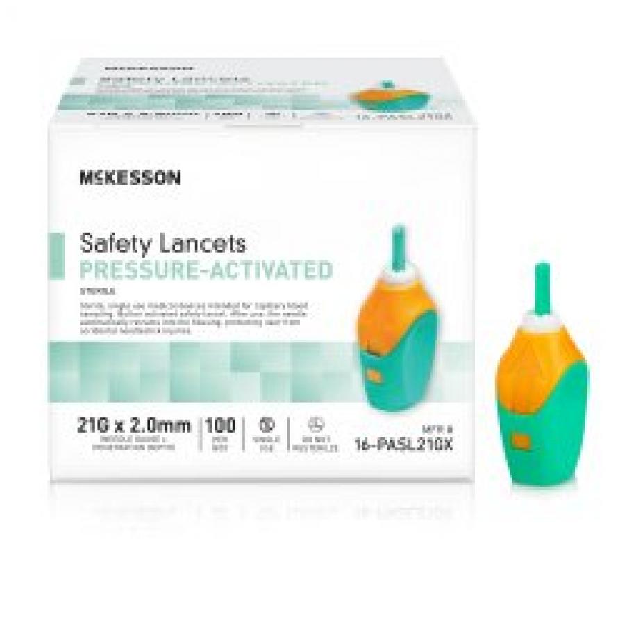 Safety Lancet McKesson 21 Gauge Retractable Pressure Activated Finger (100/BX 20BX/CS)