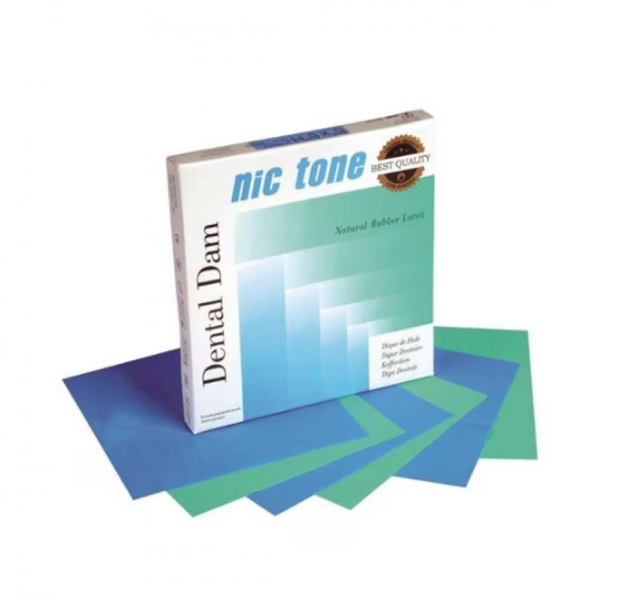 Nic Tone Latex Rubber Dam 6 in x 6 in Medium Gauge Blue 36/Bx