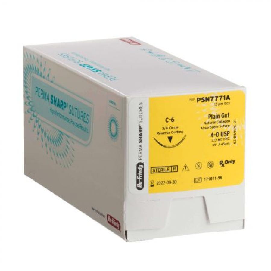 6-0 Plain Gut Suture 18", C-1 Needle 10.7 mm, 3/8 Circle Premium Reverse Cut