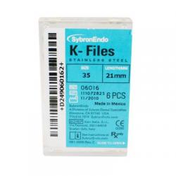 K-Files – 21 mm, Stainless Steel, Color Coded Plastic Handle, 6/Pkg Size 35, 21 mm, Green