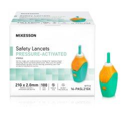 Safety Lancet McKesson 21 Gauge Retractable Pressure Activated Finger (100/BX 20BX/CS)