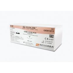 Resorba® Glycolon™ Absorbable Suture (USP 5/0 violet suture with a 16 mm 3/8 circle black premium reverse cutting needle)